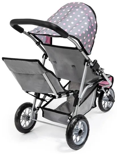 Bayer Design Kočík pre bábiky dvojičky Duo (sivá/bodky)  (100355100)