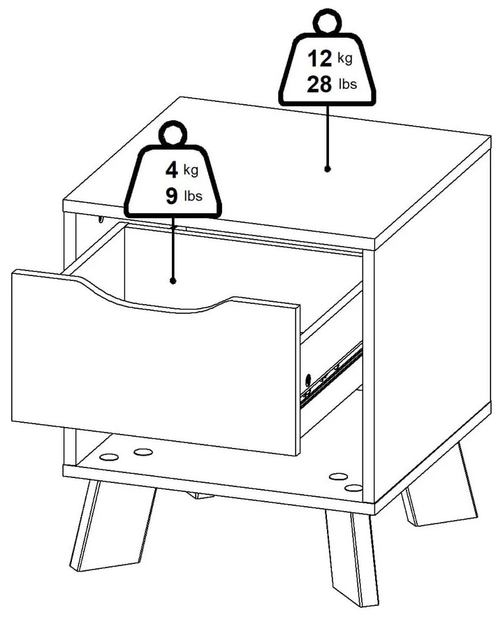 Biely/v prírodnej farbe nočný stolík Ikast – Tvilum