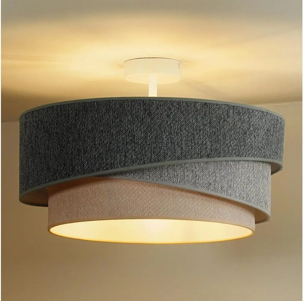 Duolla-Prisadený luster KOBO ECO REC. 1xE27/15W/230V pr.45 cm zelená/šedá/krémová