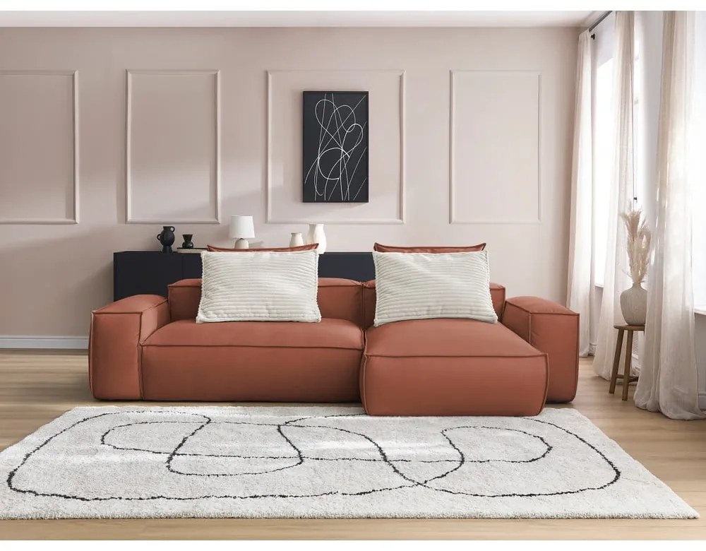 Tmavohnedá rohová pohovka z imitácie kože (variabilná) Boheme – Bobochic Paris