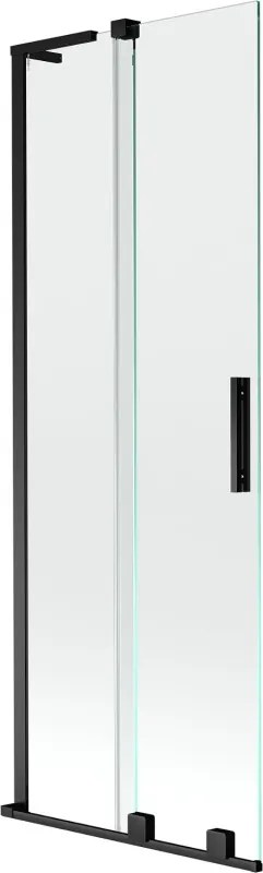 Mexen Velar L, 2-krídlová posuvná vaňová zástena 70 x 150 cm, 8mm číre sklo, čierna matná, 896-070-003-01-70