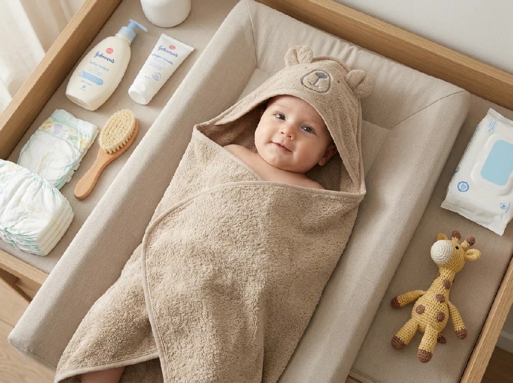 Detská osuška s kapucňou MILO 75x75 cm, béžová