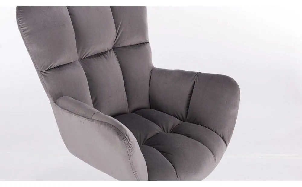 LuxuryForm DESIGN Otočné kreslo AURORA VELUR na striebornom kríži - tmavosivé