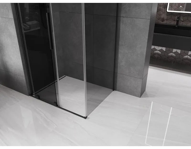 Mexen Velar L, sprchový kút s posuvnými dverami 120 x 85 cm, 8mm šedé sklo, čierna matná, 871-120-085-43-70