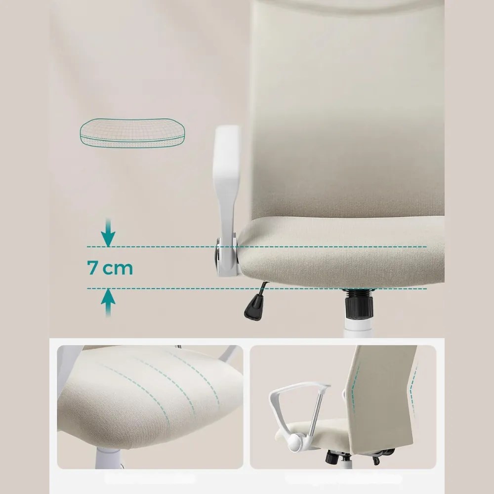 Kancelárska stolička DINA, max.120kg, béžová/biela SongmicsHome