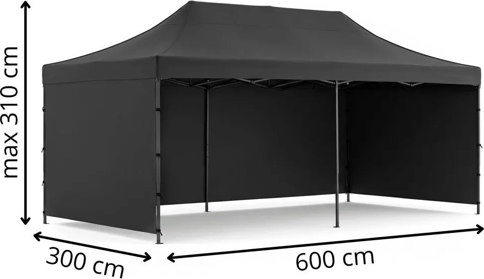 SPRINGOS Nožnicový záhradný stan 3×6 m – čierny, obchodný pavilón na podujatia GP0008