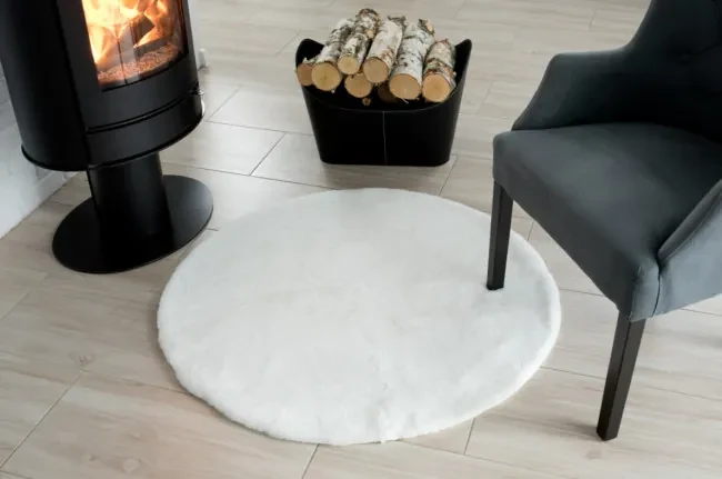Koberec RABBIT FUR biely kruh
