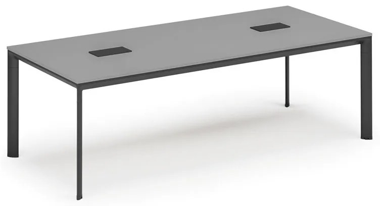 Rokovací stôl PRIMO INVITATION, 240x120 cm, sivá + 2x stolná zásuvka TYP VI, čierna