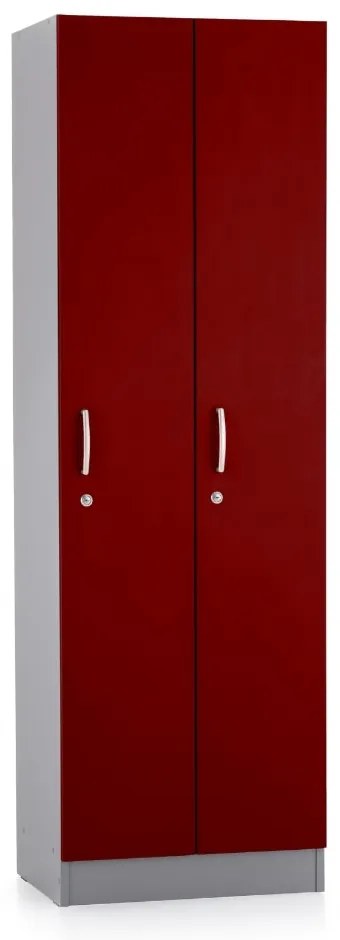 Drevená šatníková skrinka Visio LUX - 2 oddiely, 60 x 42 x 190 cm, červená