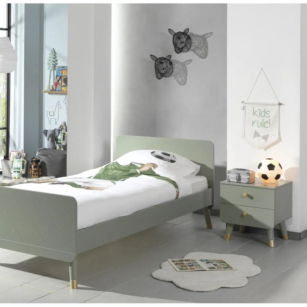 Olivovozelený detský nočný stolík z borovicového dreva Vipack Billy