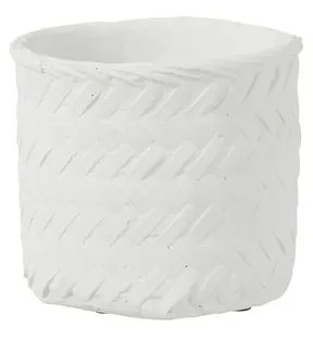 Vázy, kvetináče J-line CACHEPOT IM TISSA CIM BLANC L (25x25x23cm)