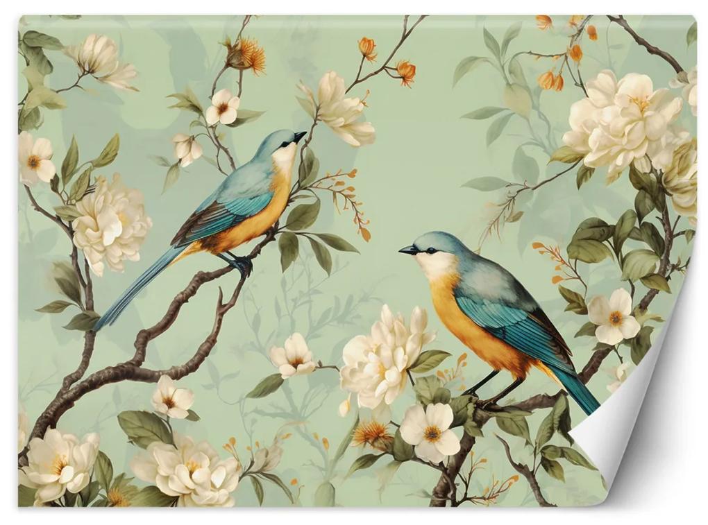 Fototapeta, Ptáci Květiny Chinoiserie - 450x315 cm