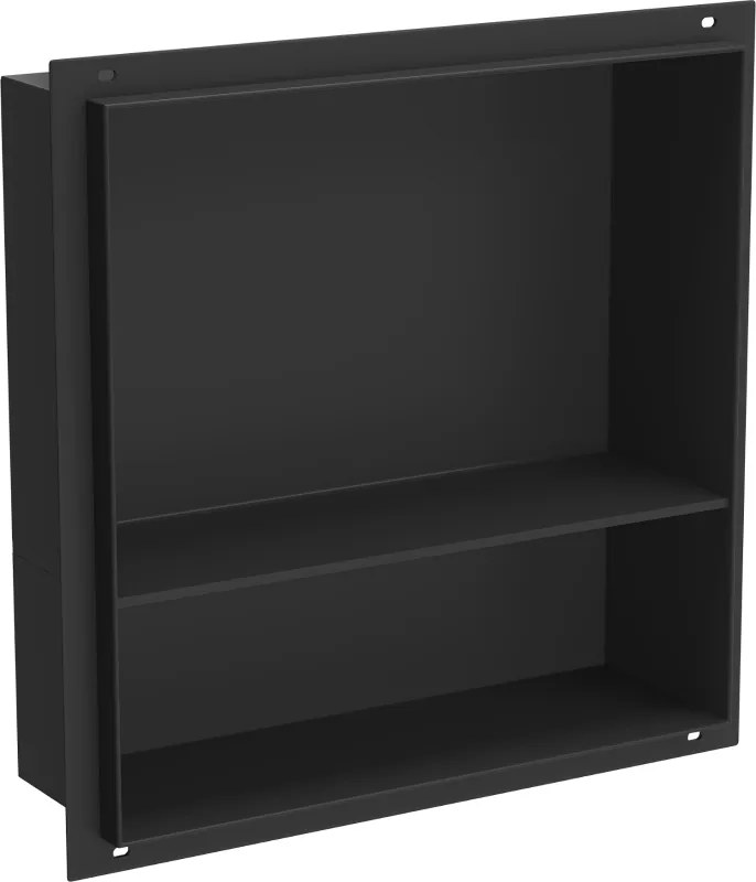 Mexen X-Wall-NR zapustená polica bez obruby s poličkou 30 x 30 cm, Čierna - 1971303010S