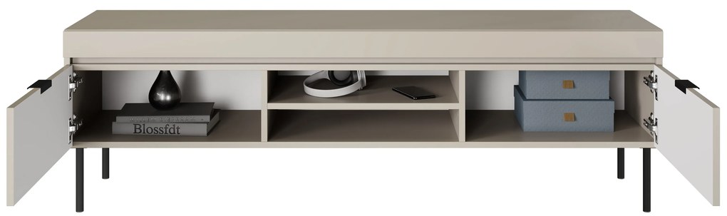 TV stolík Sentia 157 na kovových nohách - kašmír/čierna