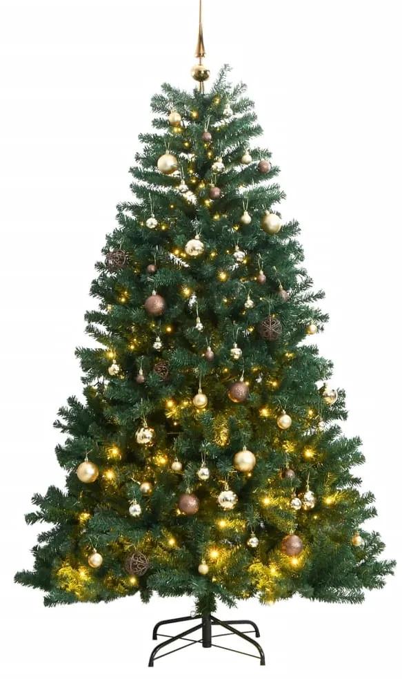 Umelý výklopný vianočný stromček 300 LED a sada gúľ 210 cm 3210378