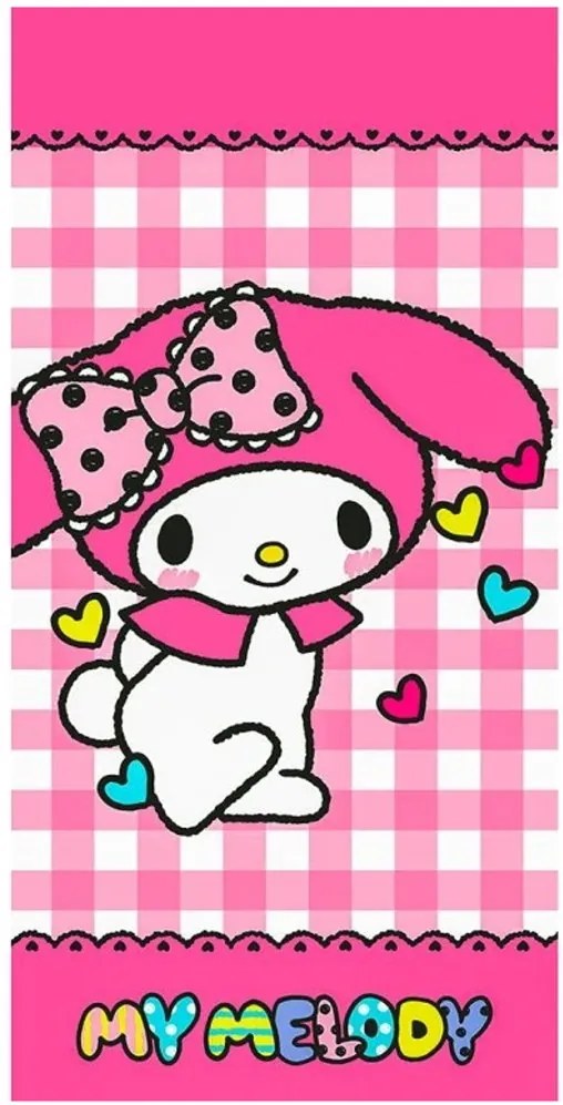 Bavlnená plážová osuška My Melody - motív Ružový zajačik - 100% bavlna - 70 x 140 cm