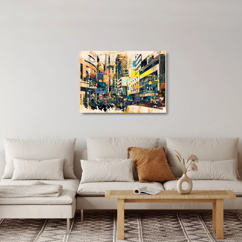Sklenený obraz maľované abstrakcie (70x50 cm)