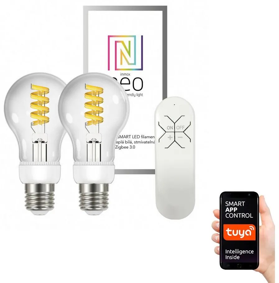 Immax Immax Neo - SADA 2x LED Stmievateľná žiarovka FILAMENT E27/5W/230V 2700-6000K + DO IM0313