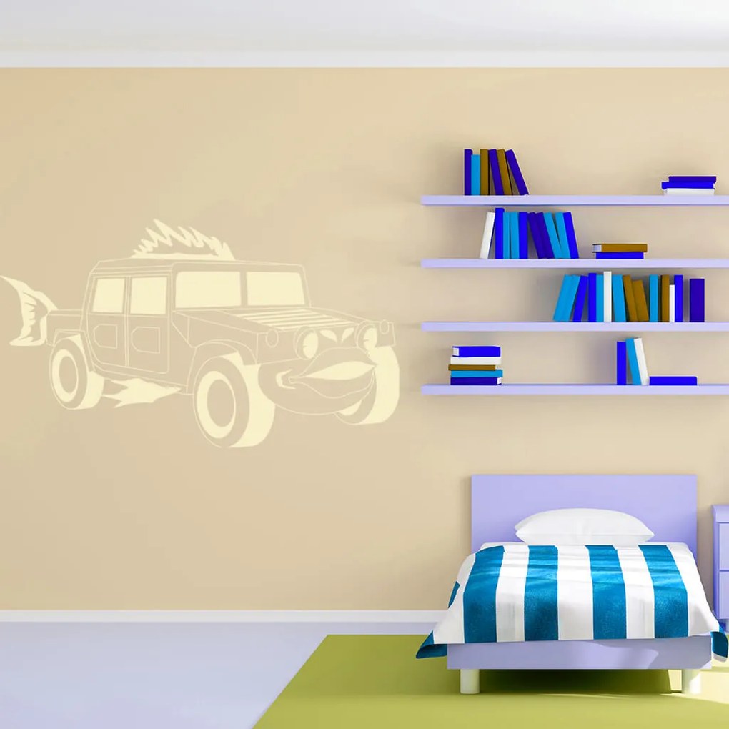 Veselá Stena Samolepka Detské autíčko Jeep Farba: žlutá, Veľkosť: 80 x 46 cm