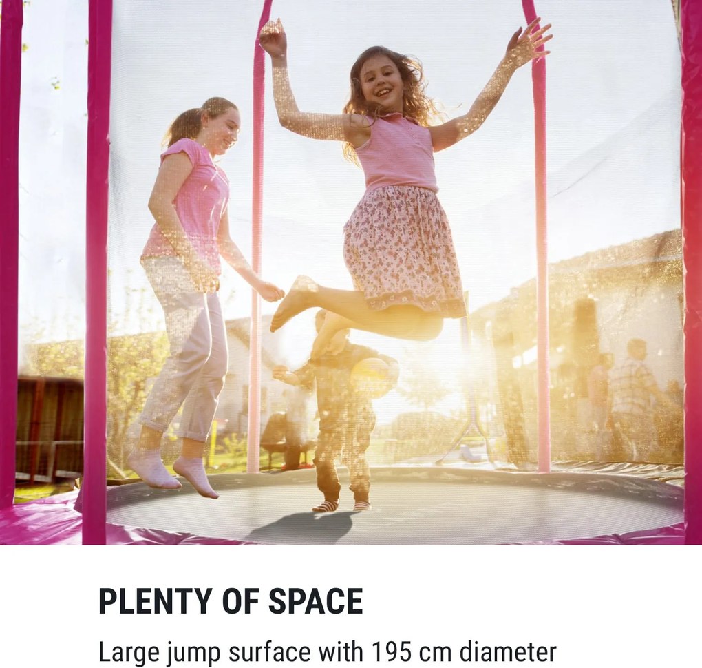 KLARFIT Jumpstarter, trampolína, 2,5 m Ø, sieť 120 kg max., 195 cm Ø skákacia plocha