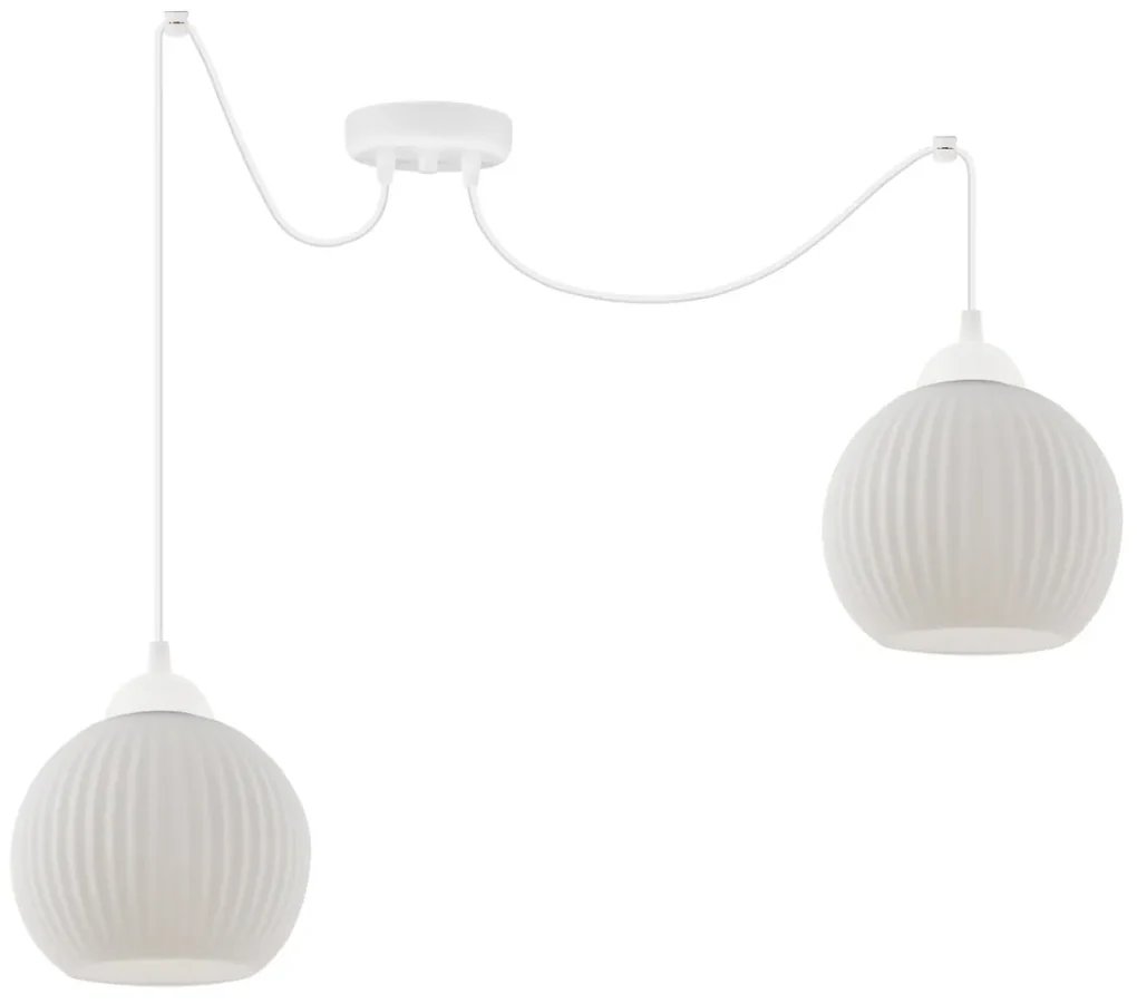Závesné svietidlo Riffle Round Spider, 2x biele sklenené tienidlo, w