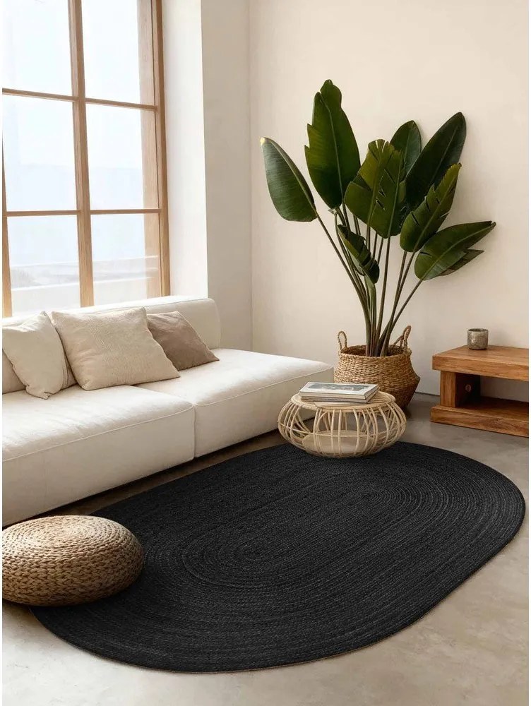 Čierny obojstranný/ručne tkaný jutový koberec 160x230 cm Braided – Hanse Home