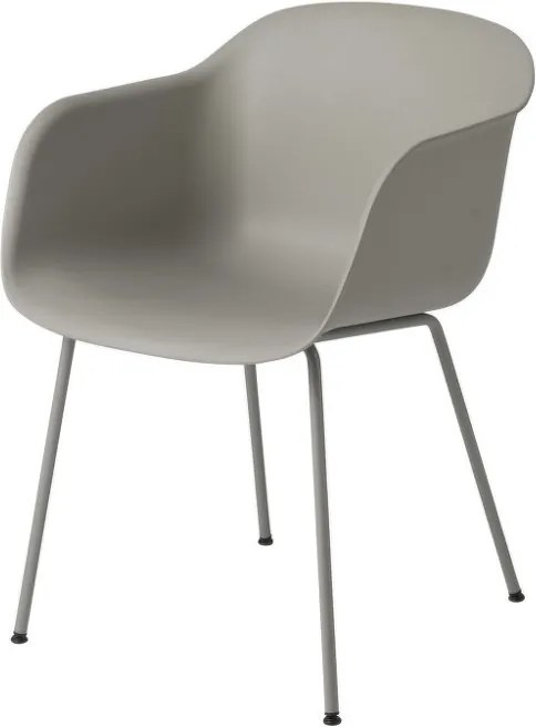 Muuto Stolička Fiber Arm Chair s kovovou podnožou, šedá