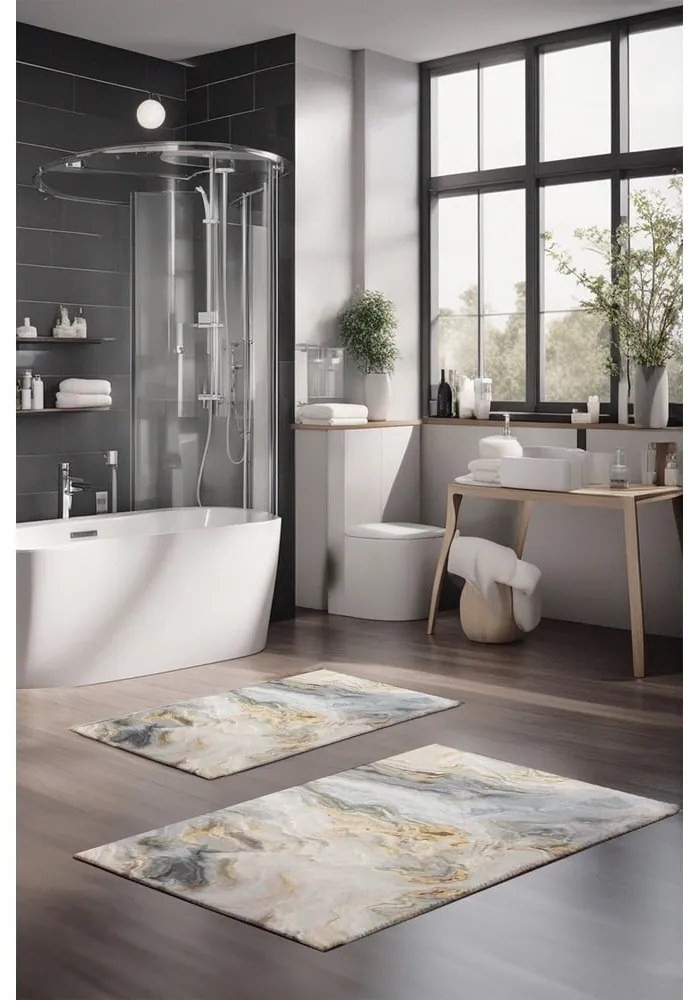 Sivo-béžové kúpeľňové predložky v súprave 2 ks 60x100 cm – Foutastic