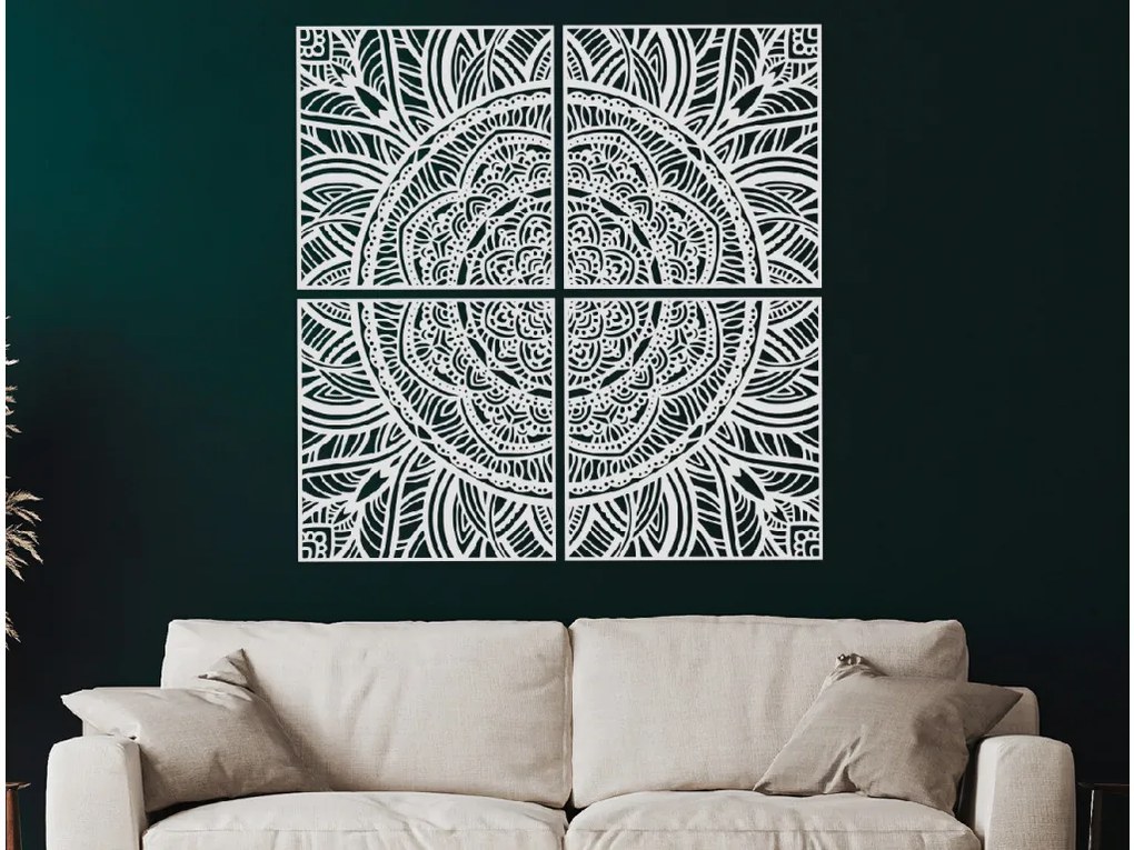 drevko Viacdielna mandala na stenu Rozkvitanie Rozmer obrazu: 133,5 x 131 cm, Farba dekorácie: Čierna