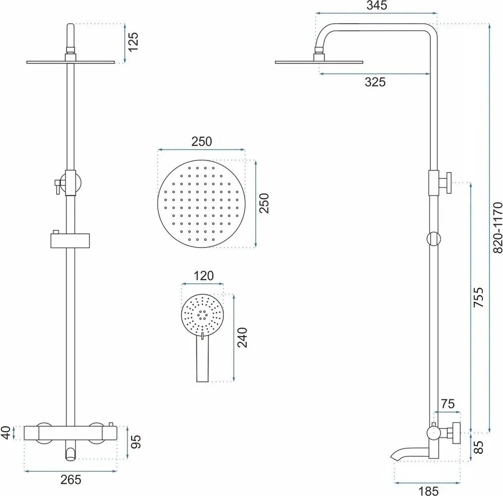 Rea Lungo, sprchová súprava s termostatickou batériou, zlatá matná, REA-P6604