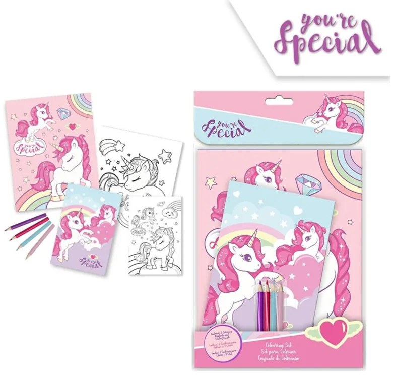 Vymaľovánka set s pastelkami a samolepkami Unicorn