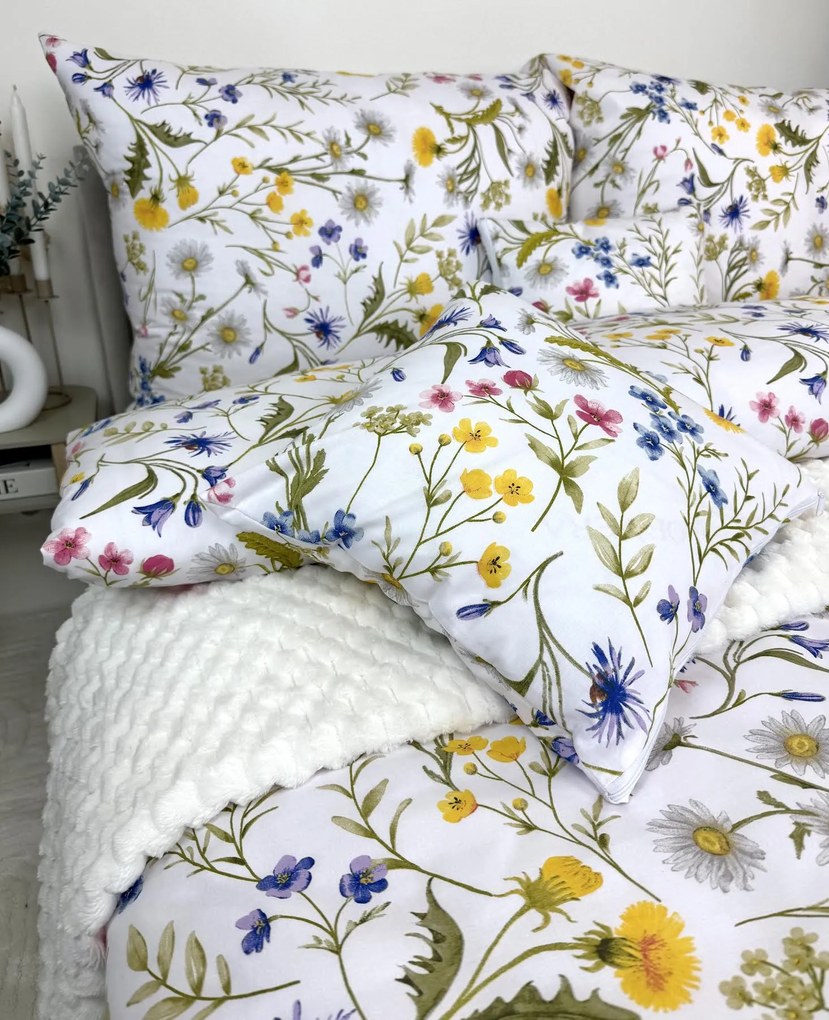 Bavlnené obliečky Sedmokráska 140x200/70x90 cm – 100 % bavlna 125 g/m², zips