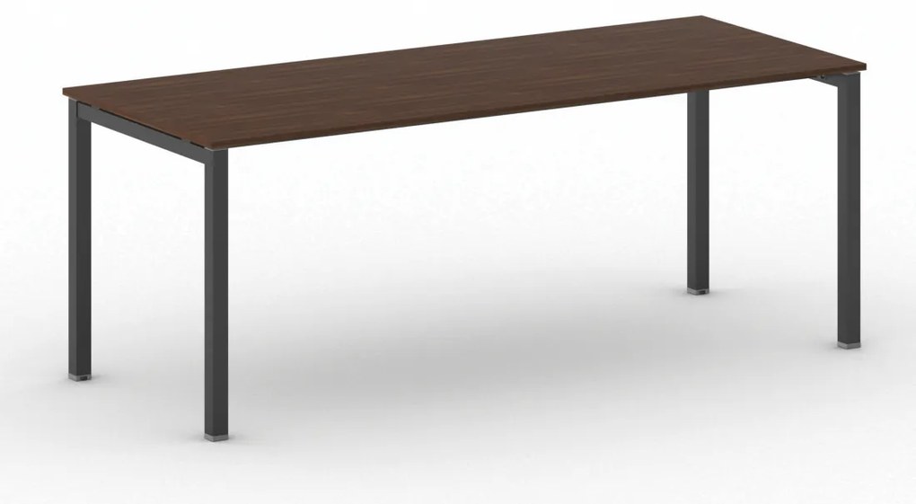 Rokovací kancelársky stôl PRIMO SQUARE, 200x80 cm, čierna podnož, orech