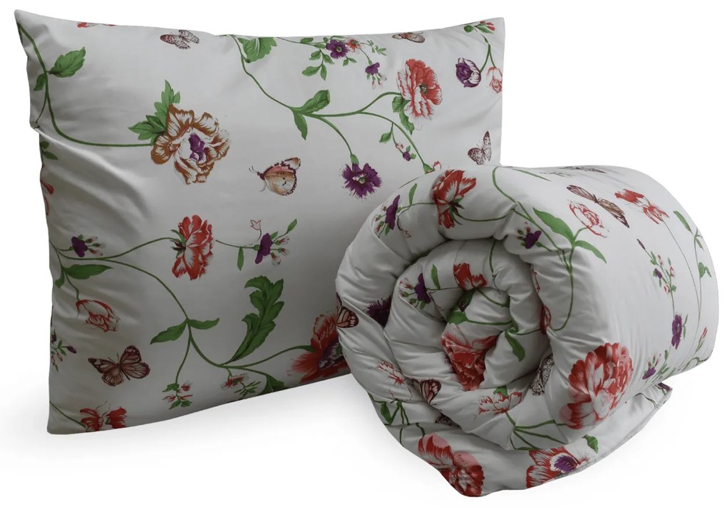 Súprava celoročnej prikrývky 140x200 cm z dutého vlákna s vankúšom 70x90 cm MEADOW FLOWERS