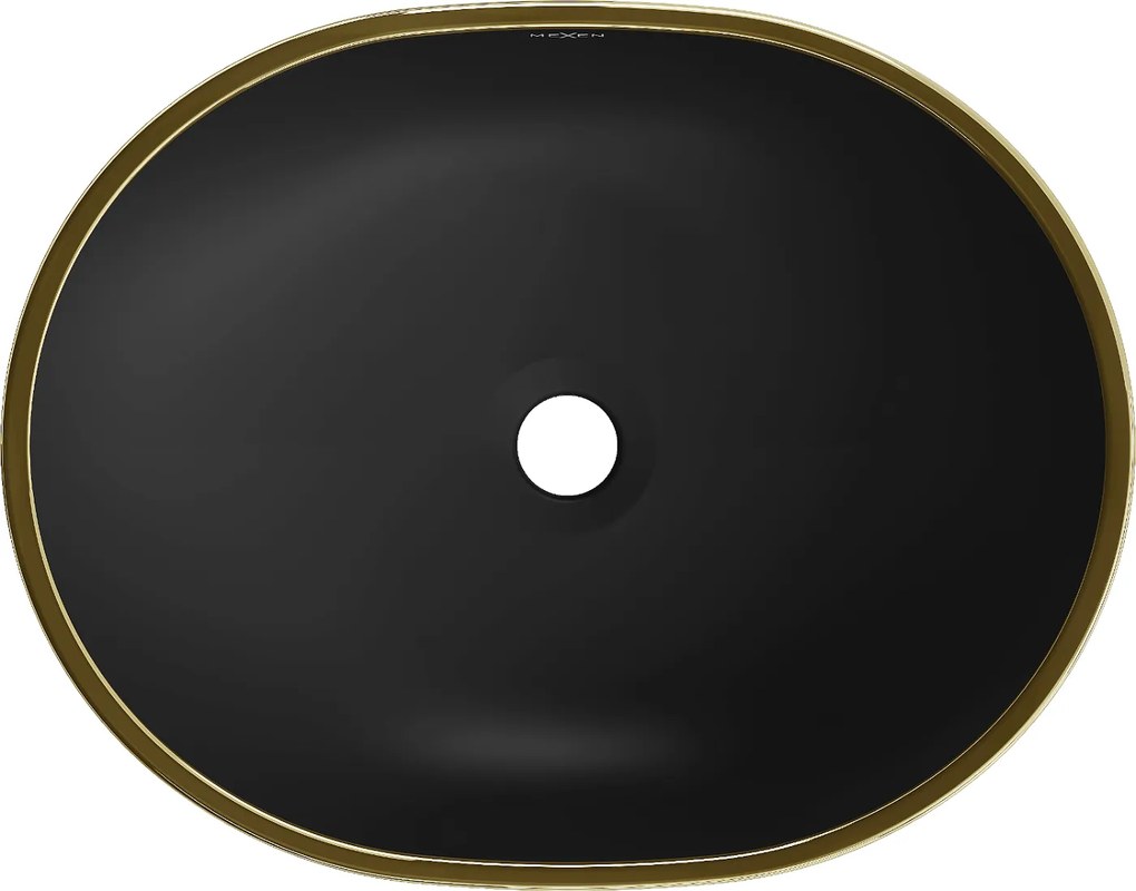 Mexen Viki, umývadlo na dosku 48x35x14 cm, čierna matná-zlatý okraj, 21054875