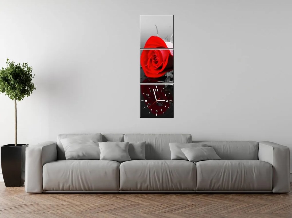 Gario Obraz s hodinami Roses and spa - 3 dielny Rozmery: 30 x 90 cm