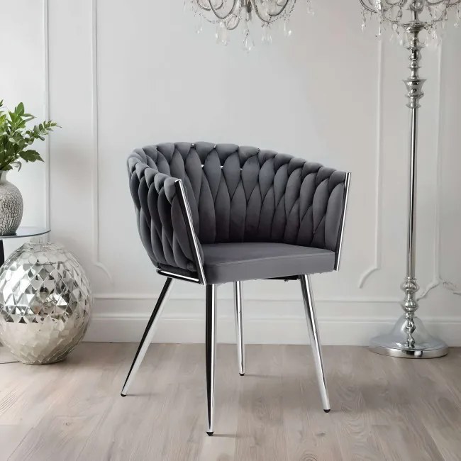 Jedálenská stolička COFTON zamatová, strieborná / grafitová