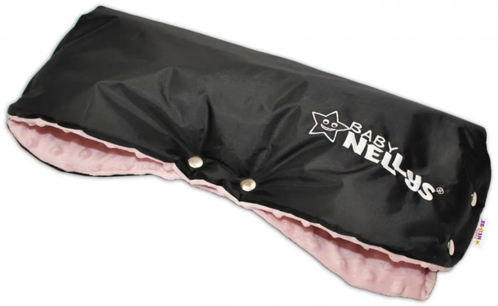 Rukávnik ku kočíku Baby Nellys ® Minky - sv. ružová/čierny