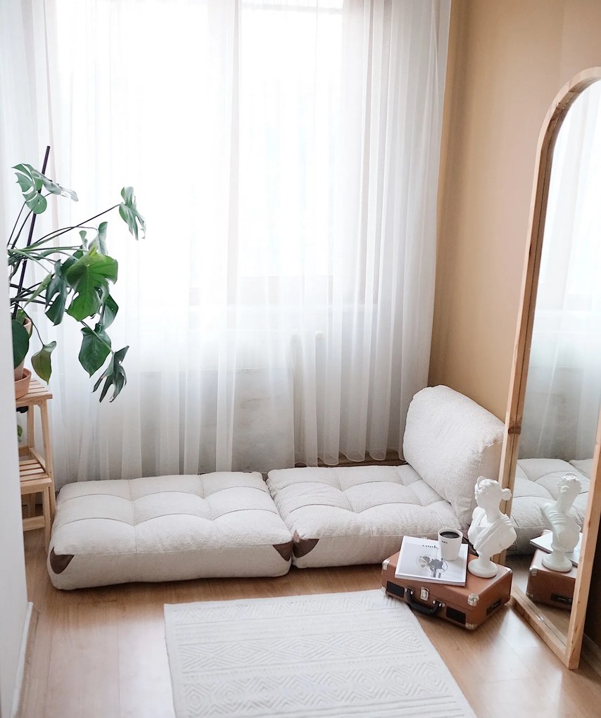 Rozkladacie kreslo Kadife Teddy krémové