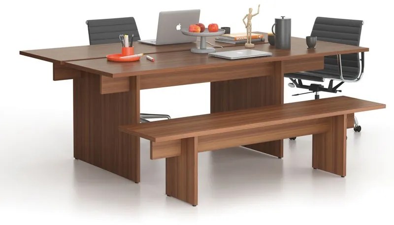 Stôl jednací SOLID + 1x prísed, 2100 x 1250 x 743 mm, orech