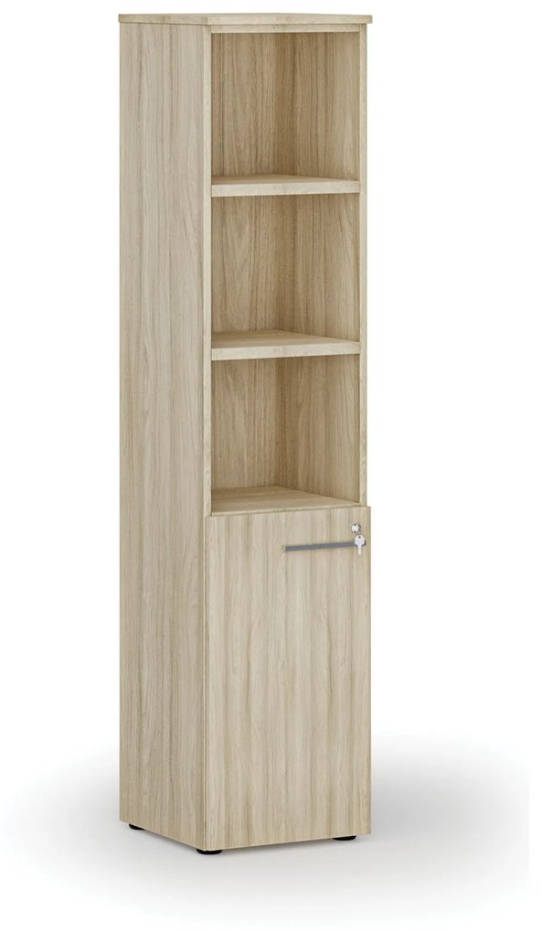 Kombinovaná kancelárska skriňa PRIMO WOOD, dvere na 2 poschodia, 1781 x 400 x 420 mm, dub prírodný