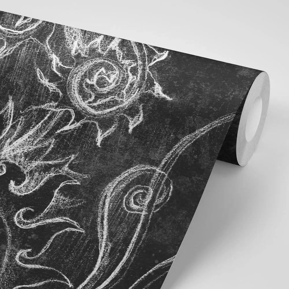 Samolepiaca tapeta zaujímavá čiernobiela kresba