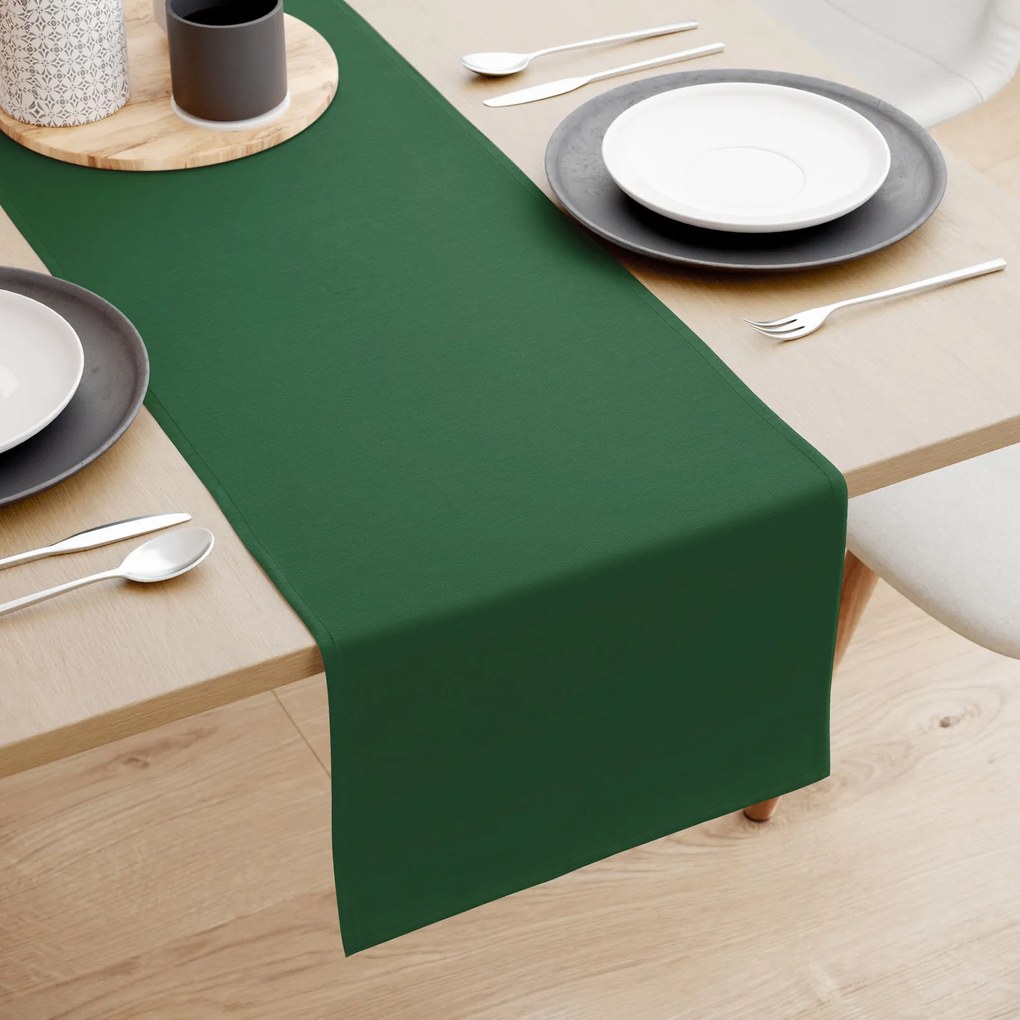 Goldea behúň na stôl loneta - tmavo zelený 20x180 cm