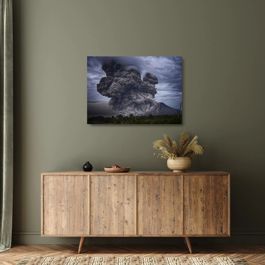 Sklenený obraz - Sopečná erupcia (70x50 cm)