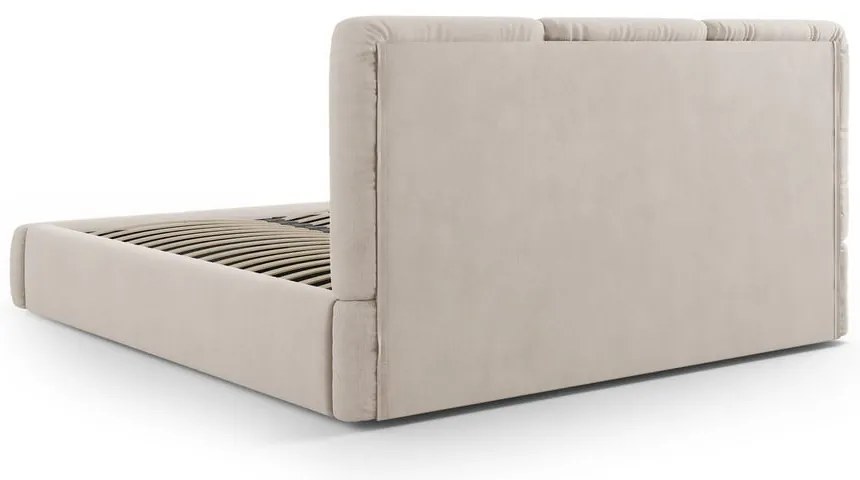 Béžová čalúnená dvojlôžková posteľ s úložným priestorom s roštom 180x200 cm Brody – Mazzini Beds