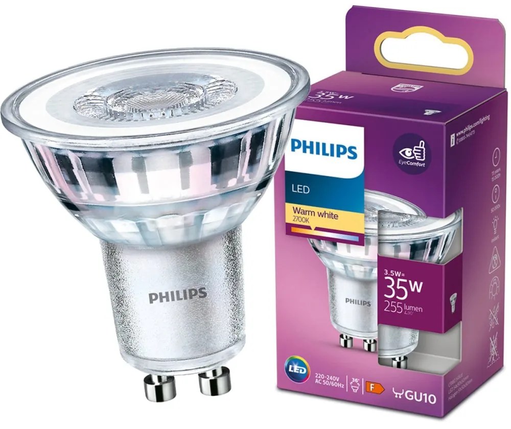 LED žiarovka GU10 3,5W = 35W 255lm 2700K Warm 36° reflektor PHILIPS