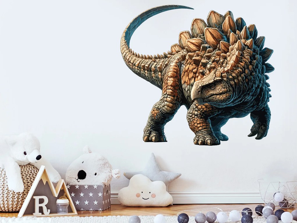 Ankylosaurus textilní prelepiteľná nálepka na stenu hárok 45 x 41 cm