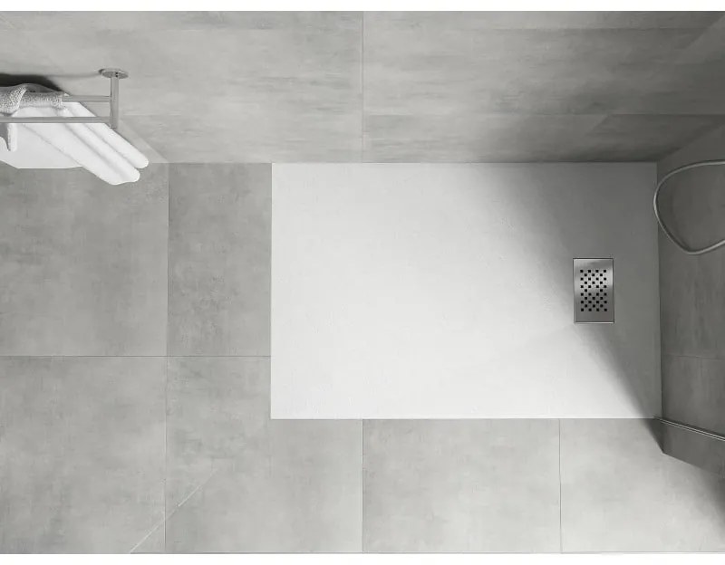 Mexen Hugo, obdĺžniková sprchová vanička SMC 120 x 70 cm, biela, oceľová krytka, 42107012-X