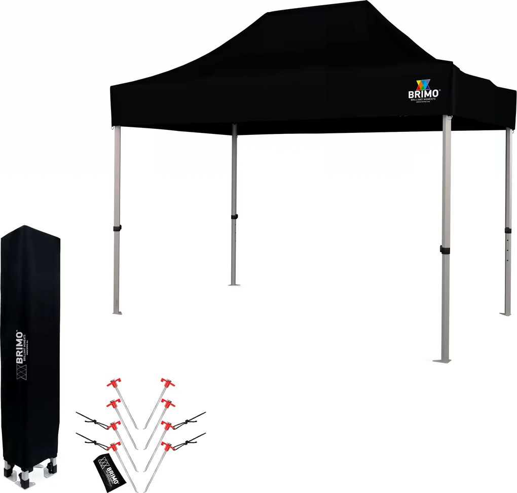 BRIMO Nožnicový párty stan EXCLUSIVE ALU 2x3 m bez stien čierny