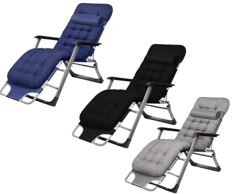 Záhradné lehátko so sivým rámom a vankúšom sivá